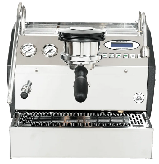 La Marzocco GS3 AV espressomachine met dubbele manometers en roestvrijstalen afwerking