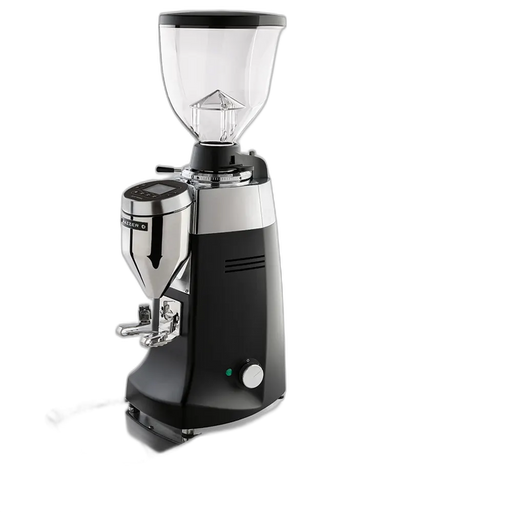 Mazzer Robur S Electronic koffiemolen met zwarte behuizing en transparante bonencontainer