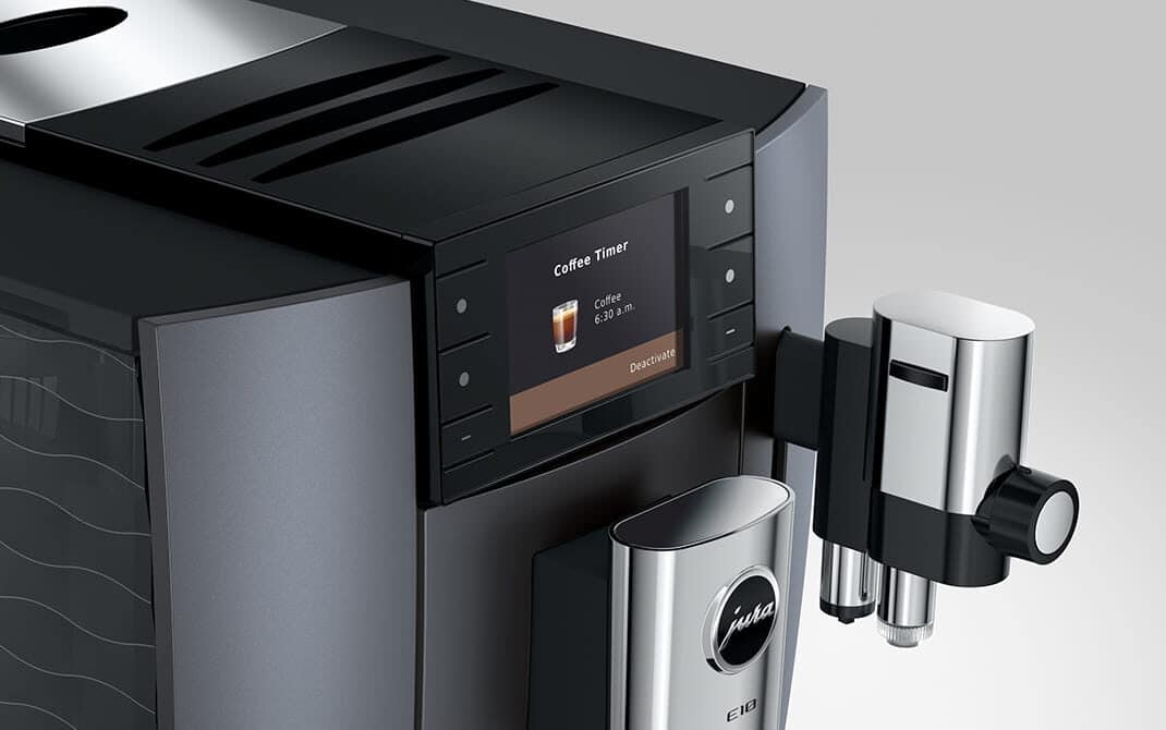 Coffee Timer op het 3,5-inch kleurendisplay met toetsen van de JURA E10