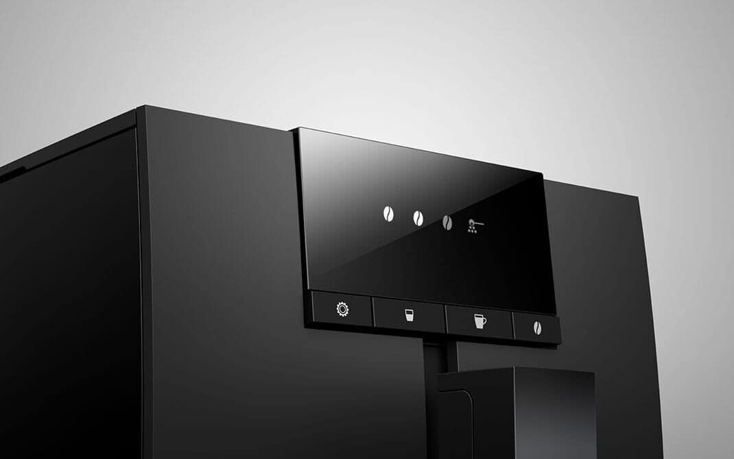 Strak zwart bedieningspaneel van de JURA ENA 4 Metropolitan Black
