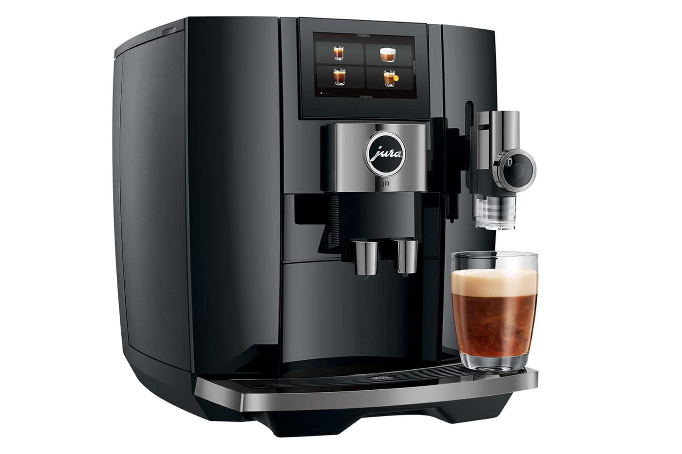 JURA J10 Piano Black met 4,3-inch touchscreen en Sweet Latte
