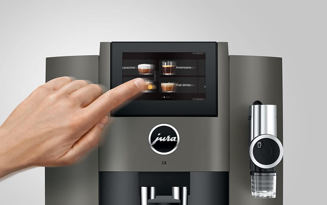 Drankkeuze op het 4,3-inch touchscreen van de JURA S8
