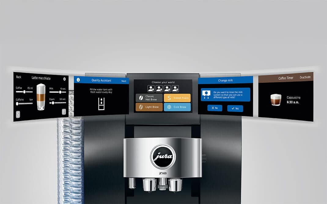 Koffiewerelden op het display van de JURA Z10: van Hot Brew tot Cold Brew