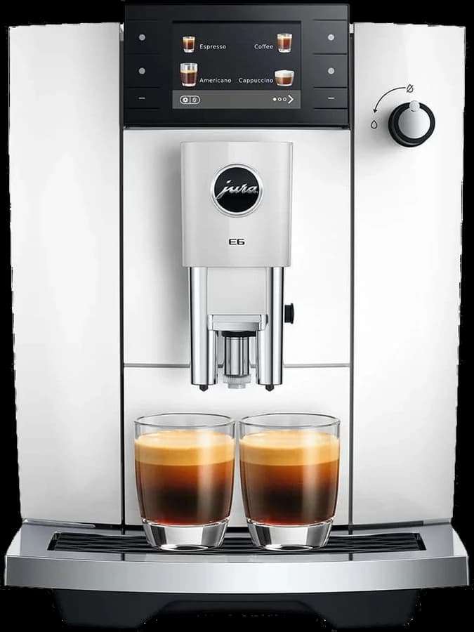 JURA E6 Piano White (ED) koffiemachine, vooraanzicht