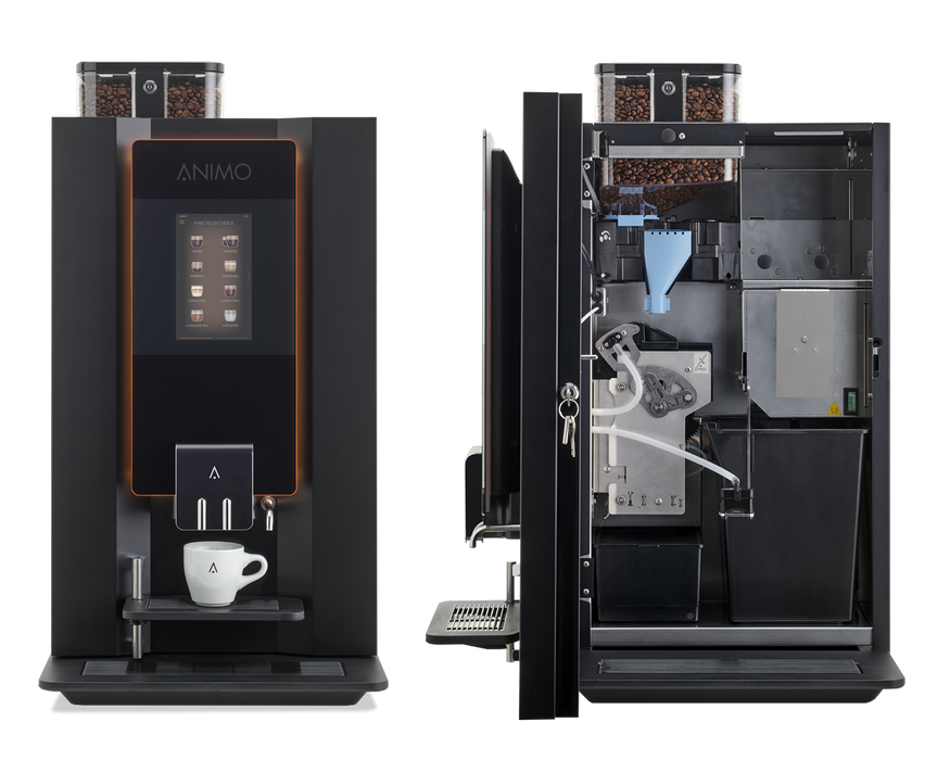 Animo OptiBean X10 zakelijke bonenautomaat met touchscreen, vooraanzicht — fabrikantbeeld