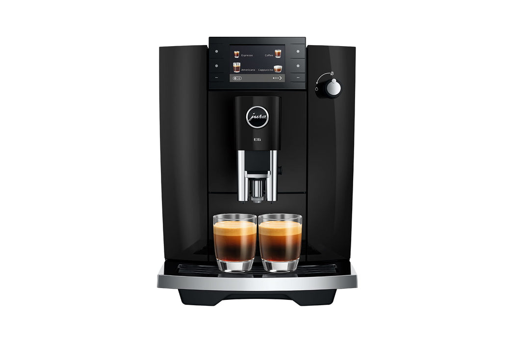 JURA E6 Piano Black espressomachine voor thuis, vooraanzicht — fabrikantbeeld 18