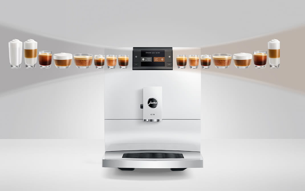 JURA C9 Piano White compacte volautomaat voor thuis, vooraanzicht — productkenmerk 5