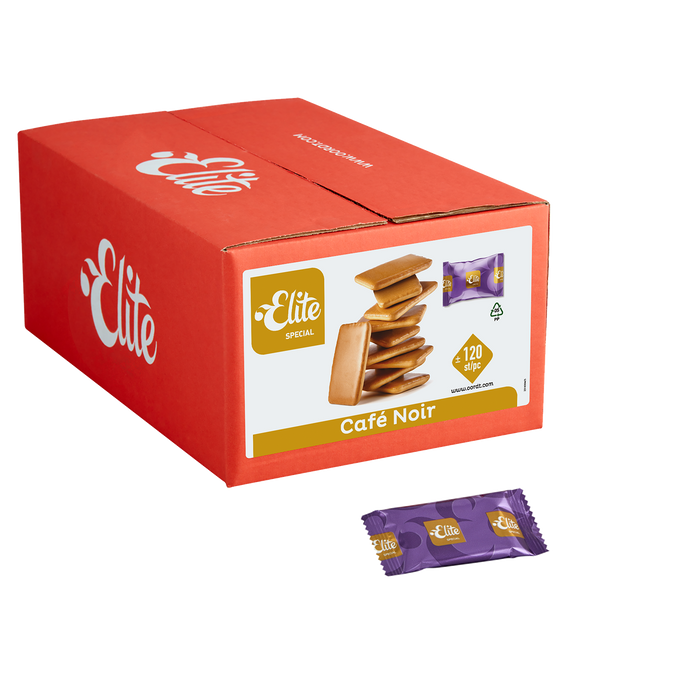 Doos Elite Cafe Noir koekjes, 120 per stuk verpakte stuks — fabrikantbeeld 3