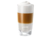 Hoog JURA latte macchiato glas met gescheiden lagen melk en espresso — fabrikantbeeld