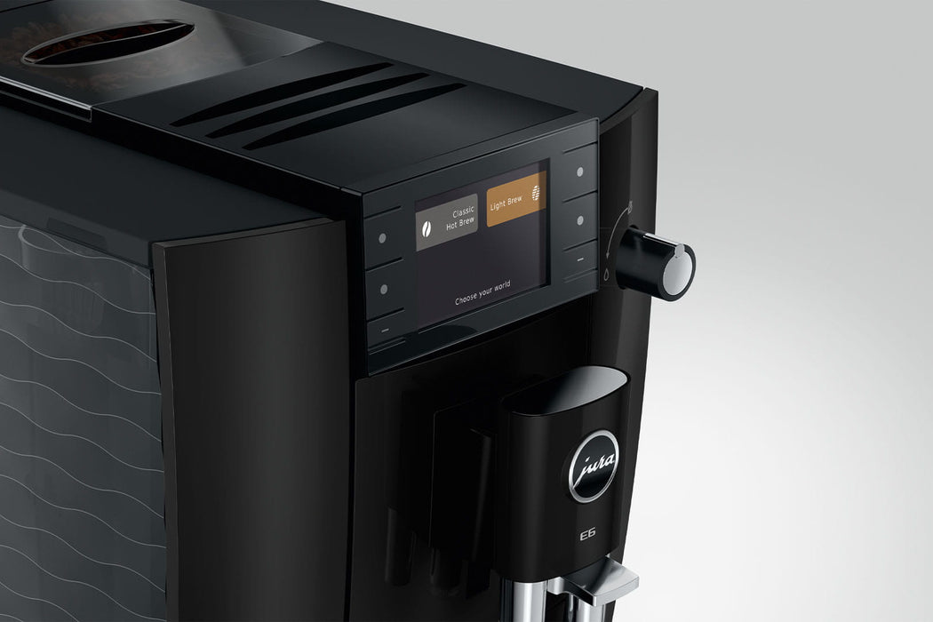 JURA E6 Piano Black espressomachine voor thuis, vooraanzicht — fabrikantbeeld 20