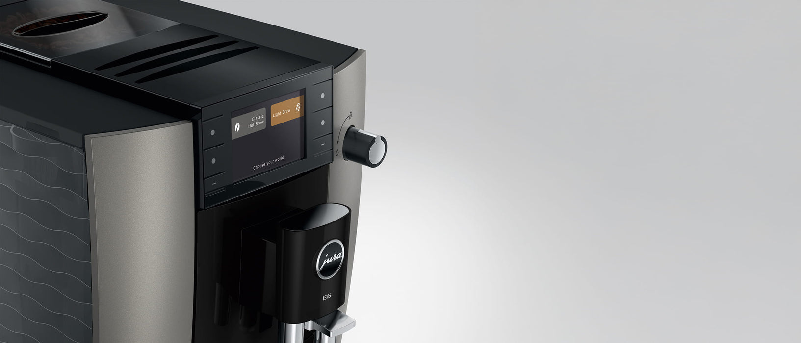 JURA E6 Dark Inox espressomachine voor thuis, vooraanzicht — fabrikantbeeld 15
