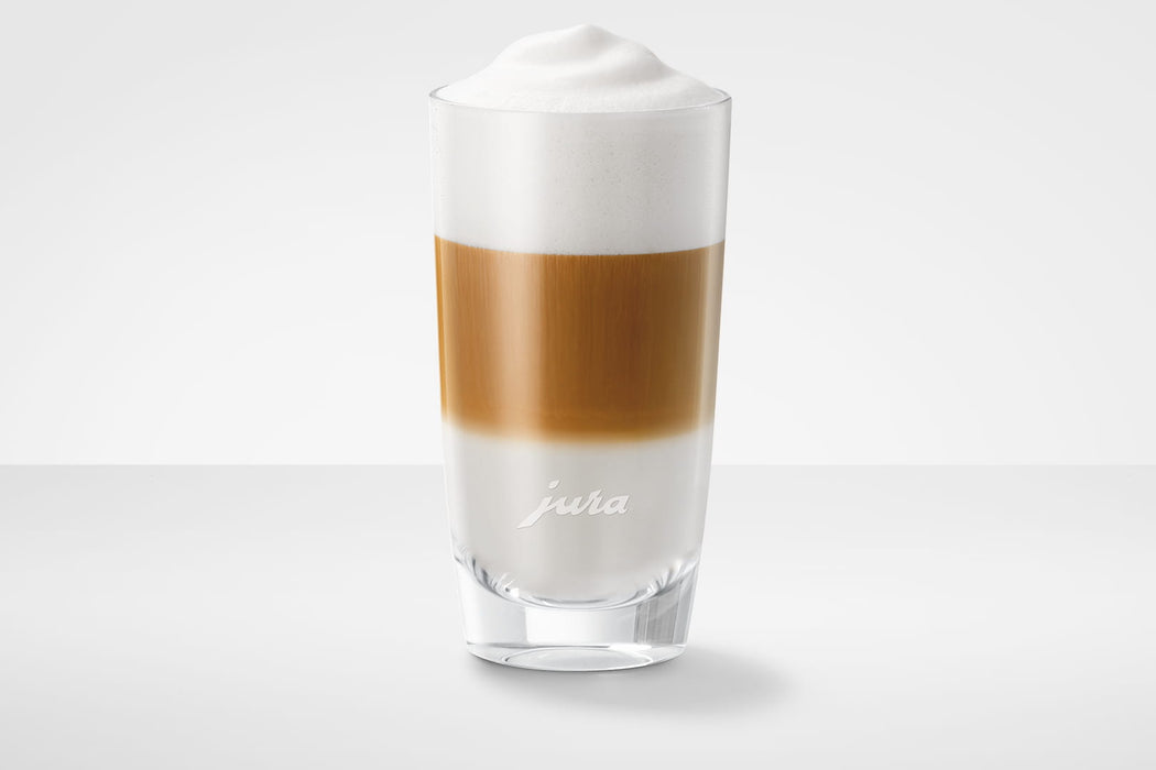 Hoog JURA latte macchiato glas met gescheiden lagen melk en espresso — fabrikantbeeld 2