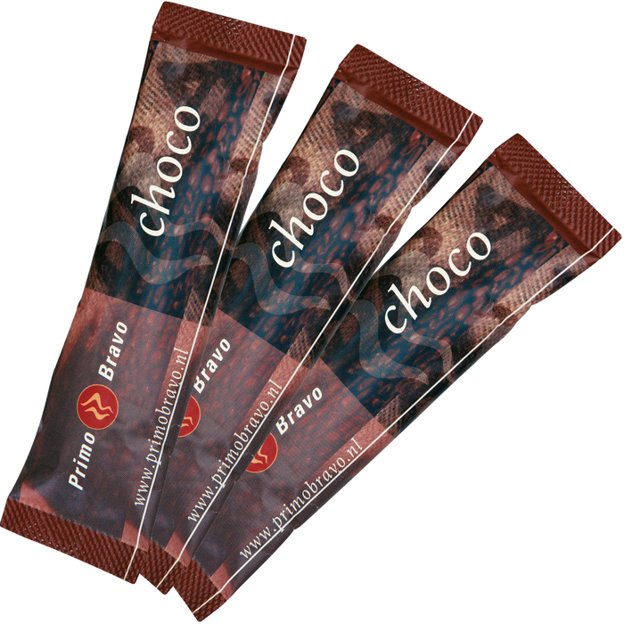 Primo Bravo chocosticks van 22 gram bij de koffie — fabrikantbeeld