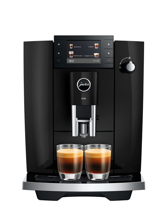 JURA E6 Piano Black espressomachine voor thuis, vooraanzicht — fabrikantbeeld 16