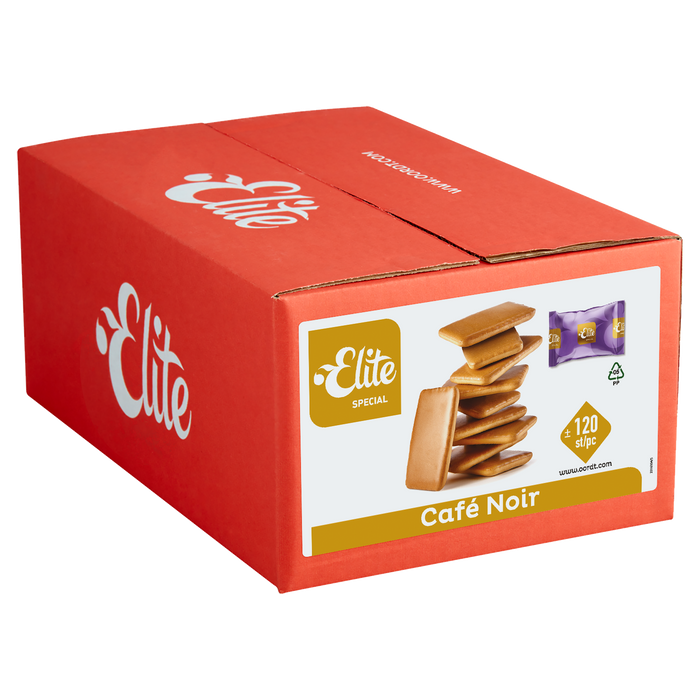 Doos Elite Cafe Noir koekjes, 120 per stuk verpakte stuks — fabrikantbeeld