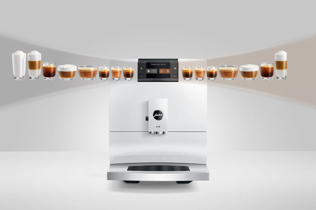 JURA C9 Piano White compacte volautomaat voor thuis, vooraanzicht — fabrikantbeeld 15