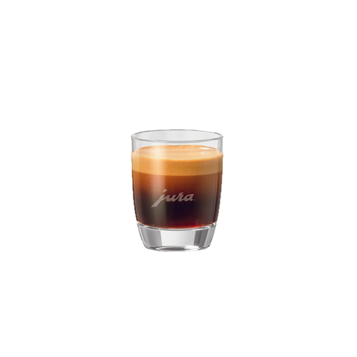 JURA Espresso glazen set van 2 stuks met donkerbruine espresso en crèmalaag in helder glas | Arte dell' espressO