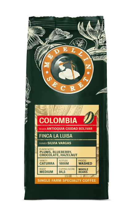 Zak Medellín Secret La Luisa Colombia specialty koffiebonen — fabrikantbeeld