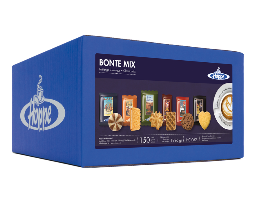Doos Hoppe Bonte Mix met 150 koekjes in zes soorten — fabrikantbeeld