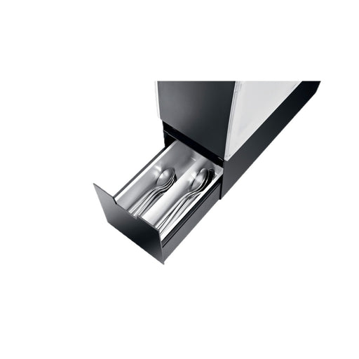 JURA Accessoireslade GIGA 69867 met uitschuifbare zilverkleurige bestekbak, zwart-witte afwerking | Arte dell' espressO