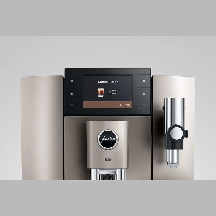 JURA E8 Midnight Silver (ED) met coffee timer