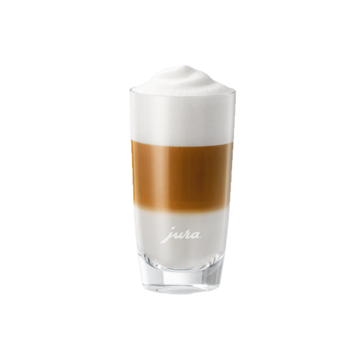 JURA Latte Macchiato Glas Hoog met gescheiden lagen melk en espresso, transparant glas | Arte dell' espressO