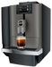 JURA X4c Dark Inox koffiemachine met touchscreen en vers gezette espresso in glas