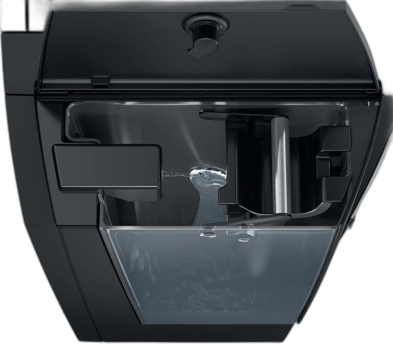 JURA X4c Dark Inox koffiemachine met transparant waterreservoir en donkere afwerking