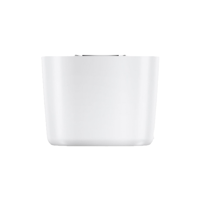 Witte JURA kopjeswarmer S met afgeronde vorm en metallic details, frontale productview | Arte dell' espressO