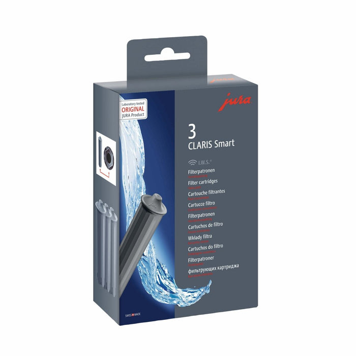 Jura Claris Smart waterfilter drie stuks in verpakking 3-pack JURA onderhoudsmiddelen Arte dell' espressO 7610917717941
