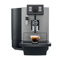 JURA X6 Dark Inox Professional (EA) espressomachine vooraanzicht met een espresso Arte dell' espressO 7610917154166